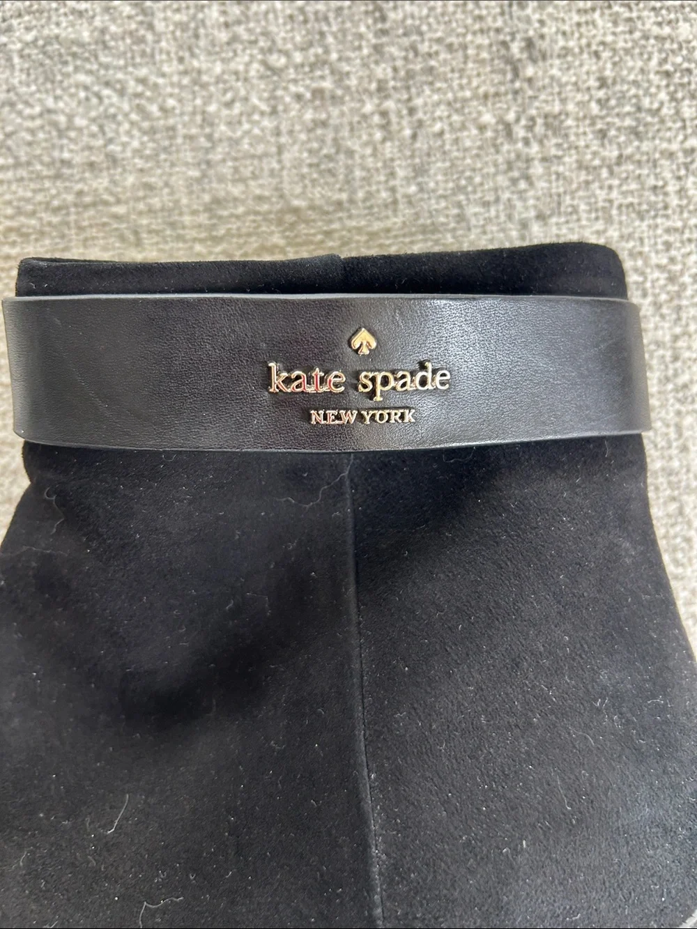 kate spade Black Suede Ankle Booties with Leather Trim